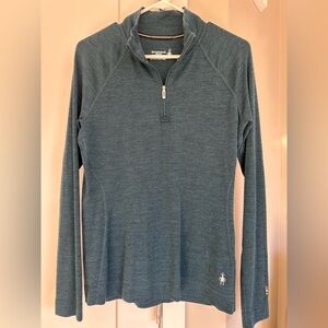 Smartwool Teal Quarter-Zip Merino 250 Pullover, size large